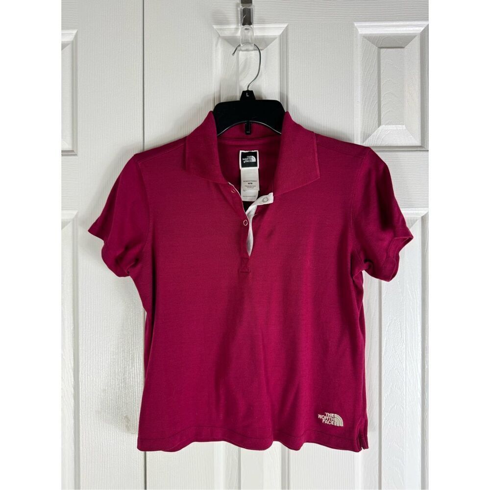 North Face Womens Burgundy Polo Shirt Size M